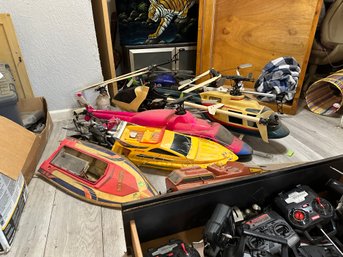 Helicopters And Boats With Drawer Full Of Controls