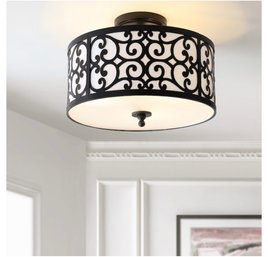 JONATHAN Y Katherine 3-Light 15.25-in Oil Rubbed Bronze LED Semi-flush Mount Light Item #2119596  Model #JYL90