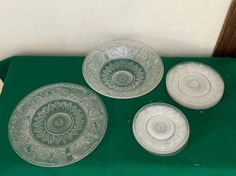 Lot Of 11 Pieces Of Early American Pressed Glass