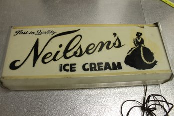 Old Neilson Ice Cream Advertising Store Display Sign - As Found