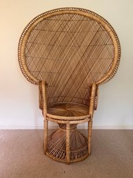 Large Rattan Peacock Style Chair - 1980s Vibe - 42'W X 61'H