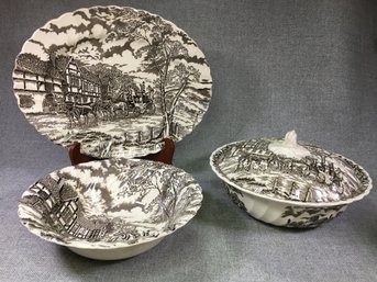 Nice Vintage Three (3) Piece ROYAL MAIL Serving Pieces - Platter, Serving Bowl, Covered Vegetable Bowl