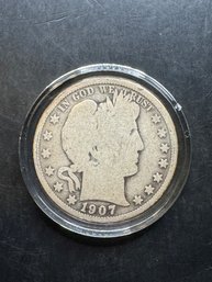 1907-D Barber Silver Half Dollar