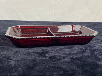 Avon Cape Cod Collection Ruby Red Divided Dish