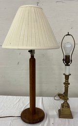 Brass Stick Lamp And Mid-century Style Table Lamp