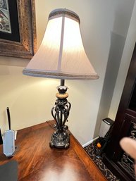 Metal Base With Column Style Table Lamp, Shade