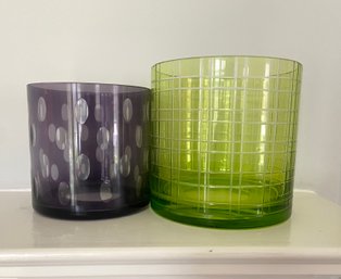 Two Modern Bright Glass Vases