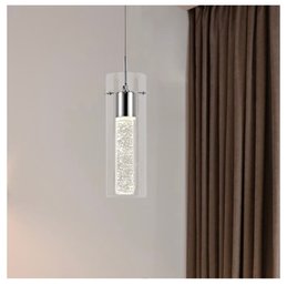 Cedar Hill Pendant Lighting Nickel Modern/Contemporary Clear Glass Cylinder LED Hanging Pendant Light Item #38