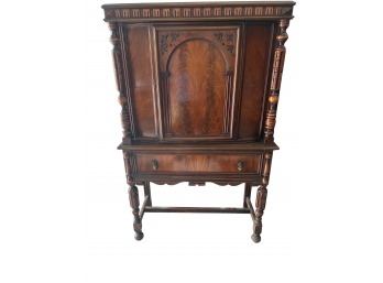 Solid Wood 1920s Jacobean Ornate China Cabinet