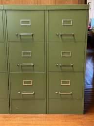 Green Three Drawer File Cabinets (2)