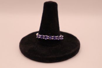 925 Sterling Silver With Purple Stones 'STS' Chuck Clemency Ring Size 10