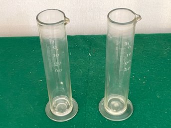Pair Of Antique Hand Blown Graduated Cylinders