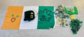 Lot Of St. Patricks Day Decor Including An Irish Flag