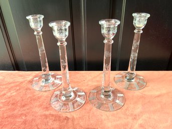 Set Of Four Beautiful Crystal Candlesticks