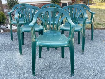 A Set Of 5 Acrylic Outdoor Arm Chairs
