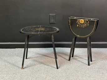 A Pair Of Vintage Folding Side Tables, Hitchcock