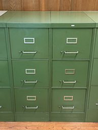 Green All-Steel Three Drawer File Cabinets (2)