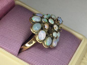 Beautiful Antique All 14K Victorian Gold Dome Ring With Opals - AS-IS - It Is Lacking Some Opals - Easy Fix