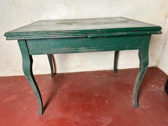 Green Painted Table With Pullout Tabs