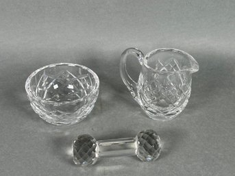 Vintage Waterford Crystal Pitcher, Knife Rest, Small Bowl