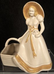 1940's Hull Pottery USA- Lady With A Basket Planter