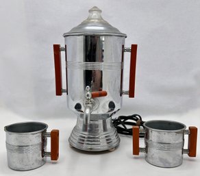 Vintage Champion Coffee Maker & 2 Cups With Bakelite Handles