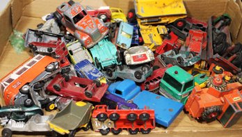 Box Lot Of Vintage Diecast Toy Cars, Trucks, Etc.