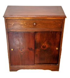 Vintage Wooden Turntable And Record Cabinet With Two Shelves Underneath And Two Sliding Doors