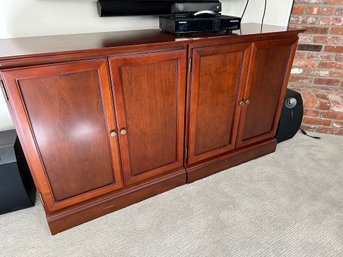 Pair Of Bombay And Company 2 Door TV Stands That Can Be Put Together To Make One Larger Stand