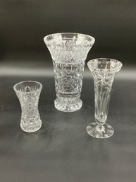 Trio Of Crystal Vases