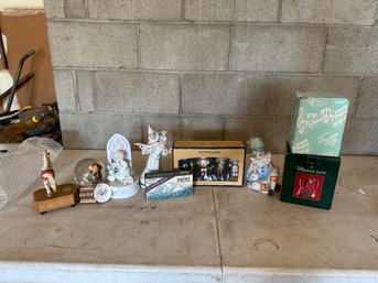 Group Of Collectible Christmas Decorations, Snow Globes And Music Boxes