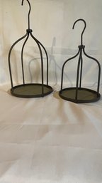 A Pair Of Decorative Metal Hanging Plant/ Candle Holders