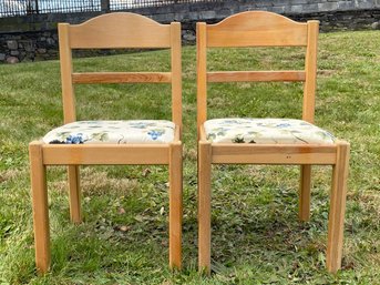 A Pair Of Vintage Pine Side Chairs