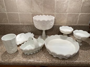 7 Pcs. Milk Glass Most By Westmoreland