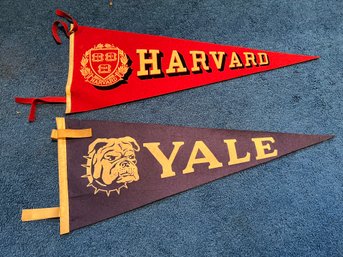 Vintage Yale & Harvard Pennants