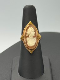 Victorian Intricate Cameo Ring In 10k Yellow Gold
