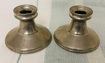 Vintage Pair Of Pewter Candlesticks