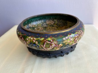 Exquisite Asian Cloisonne Bowl On Stand