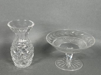 Vintage Waterford Crystal Vase & Pedestal Dish