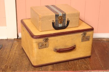 Two Vintage Tweed & Leather Train Cases