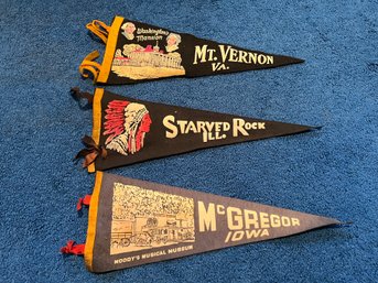 Group Of (3) Vintage US Destination Pennants