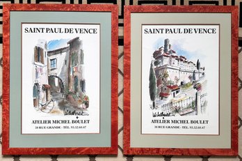 A Pair Of Signed Michel Boulet Travel Posters