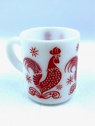Collectable Vintage Milk Glass Rooster Mug