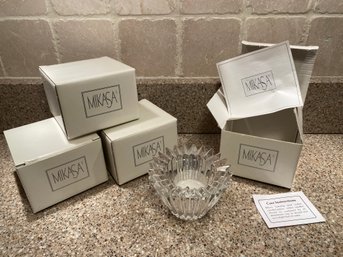 Set Of 4 Beautiful Mikasa Votive Candles And Holders New In Boxes