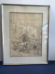 'farm House' Richard Brown Signed Drawing