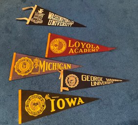 Group Of (4) Vintage University / Academy Pennants