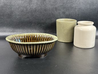 A Grouping Of Contemporary & Vintage Ceramics Including Fluted Oval Cachepot By Hull