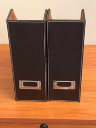 Vertical Style PU Leather File Holder Magazine Rack Newspapers Organizer - Set Of 2