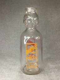 Very Cool RARE Rare DairyLee Baby Top / Baby Face Milk Bottle - Cream Would Collect At Top To Whip - RARE !