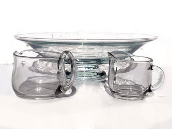 Dansk Crystal Creamer And Sugar And A Large Serving Bowl